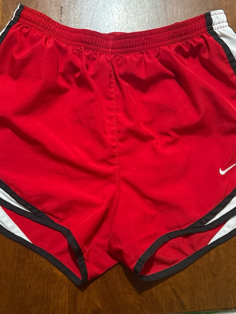 Nike Women's Red Athletic Shorts with Black & White Trim
